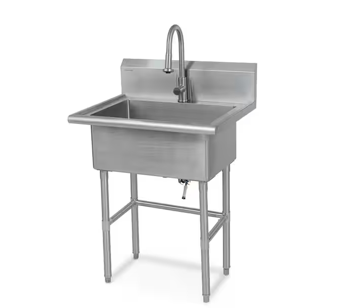 Glacier Bay 30 in. Freestanding Laundry Utility Sink with Stainless Steel Faucet